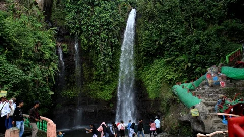 Curug Luhur Waterfall Stock Footage 111545551