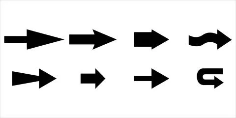 Curve and Sharp Angle Arrow Vectors Stock Illustration