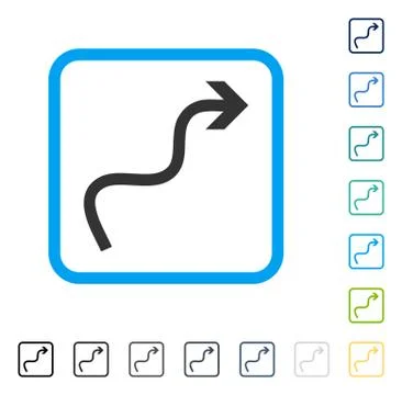 Curve Arrow Framed Vector Icon Stock Illustration