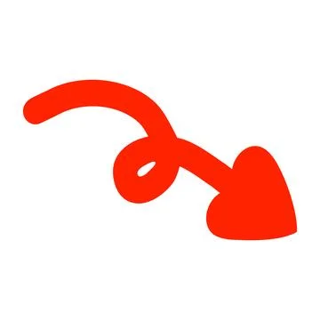 Curve arrow with heart shaped tip, design element for Valentines Day, vector Stock Illustration