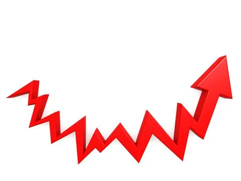 Curve arrow in red Stock Illustration
