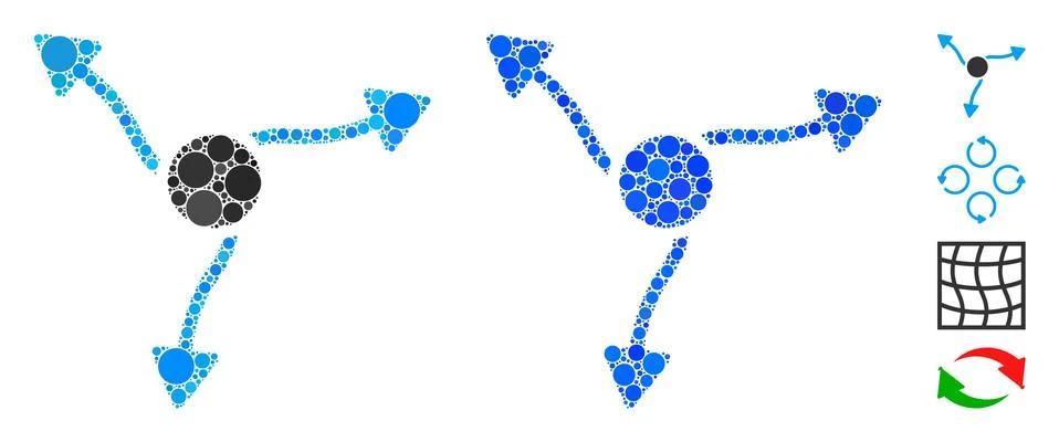 Curve Arrows Composition Icon of Circle Dots Stock Illustration