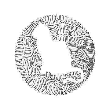 Curve continuous one line drawing of cute sitting cat abstract art in circle. Stock Illustration