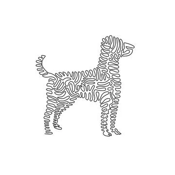 Curve continuous one line drawing of incredibly loving dog. Illustrazione stock