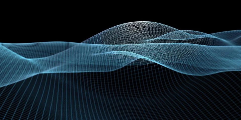 The curve of the digital connection structure Future table Abstract Geometric Stock Illustration