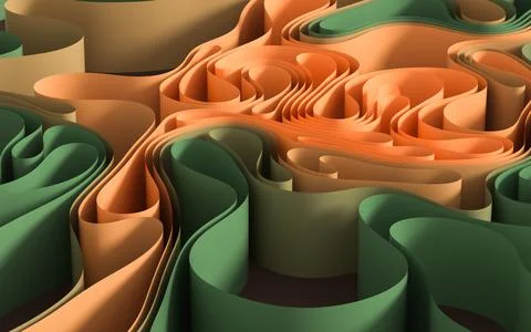 Curve the flow of the paper, 3d rendering. Stock Illustration