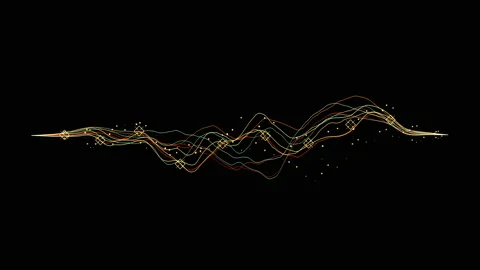 Curve Graph wave chart statistic diagrams with particles on black background Stock Footage 146933057