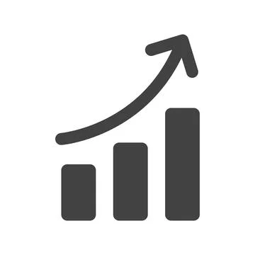 Curve growth chart graph icon flat vector isolated on white background Stock Illustration