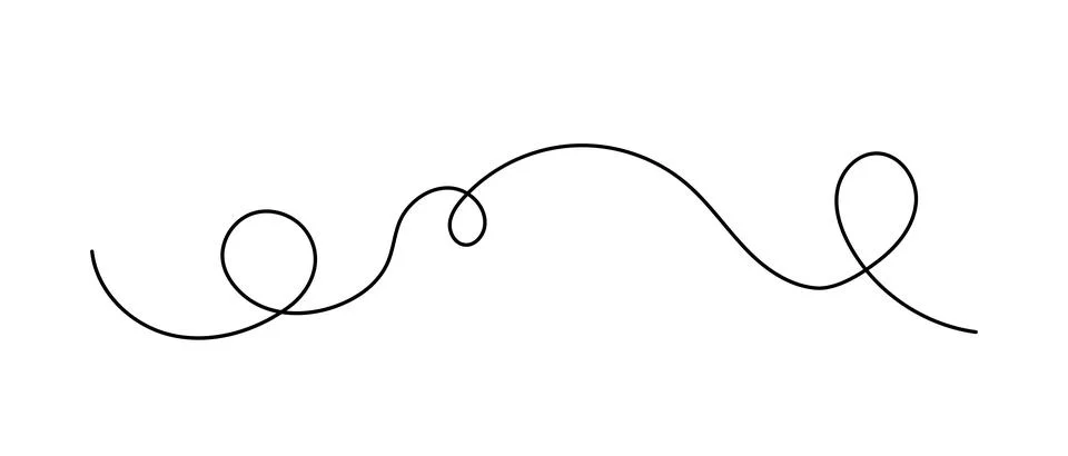 Curve isolated line, vector simple illustration, decorative linework in doodl Stock Illustration