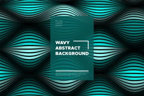 Curve Lines Background. Vector Abstraction with Turquoise Distorted Stripes.  Stock Illustration