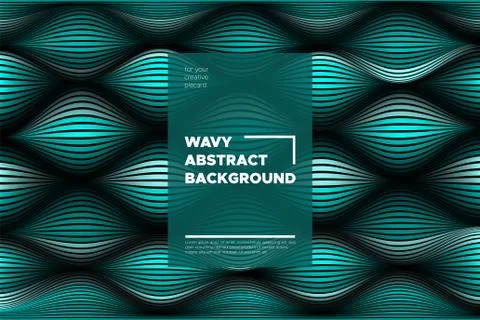 Curve Lines Background. Vector Abstraction with Turquoise Distorted Stripes.  Stock Illustration