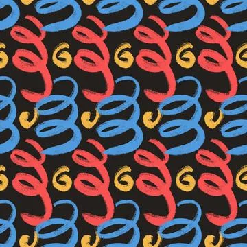 Curve lines holiday seamless pattern. Geometric party endless background. Fun Stock Illustration