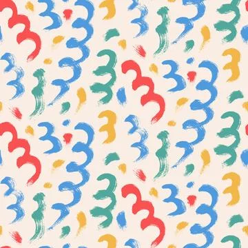 Curve lines retro seamless pattern. Geometric spirals handmade endless 스톡 일러스트