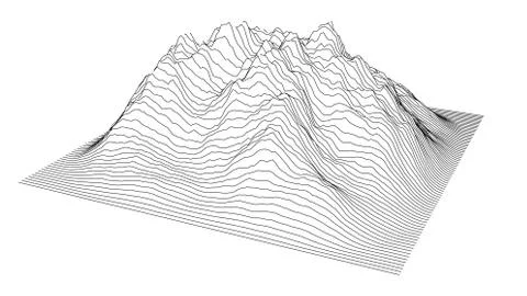 Curve lines in shape of part of mountain range Stock Illustration