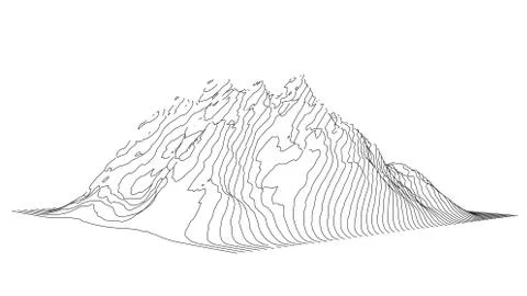 Curve lines in shape of part of mountain range Stock Illustration