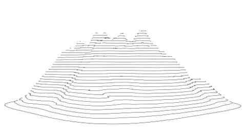 Curve lines in shape of part of mountain range Stock Illustration