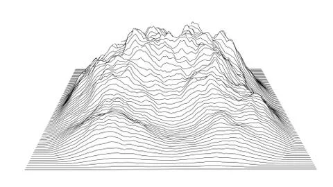 Curve lines in shape of part of mountain range Stock Illustration