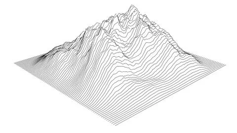 Curve lines in shape of part of mountain range Stock Illustration