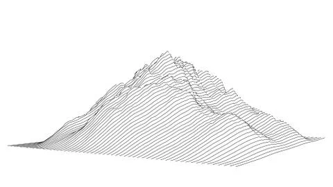 Curve lines in shape of part of mountain range Stock Illustration