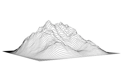 Curve lines in shape of part of mountain range Stock Illustration