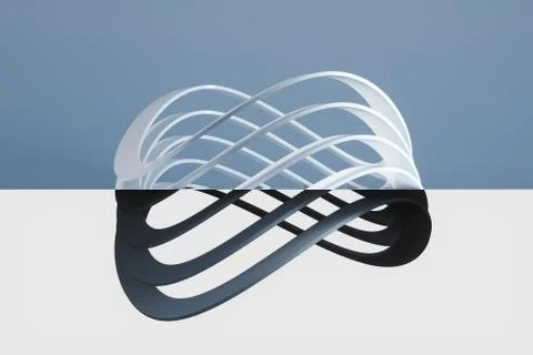 Curve loop rings on the two-tone background, 3d rendering. Stock Illustration
