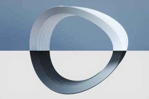 Curve loop rings on the two-tone background, 3d rendering. イラスト素材