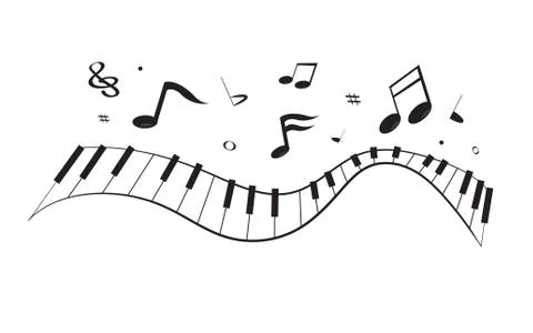 Curve piano with notes Stock Illustration