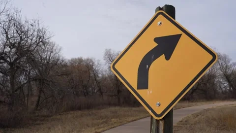 Curve To The Right Sign Stock Footage 260981578