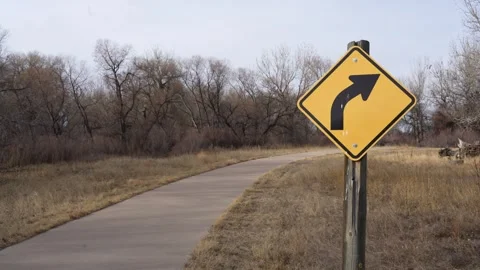Curve To The Right Sign Stock Footage 260981618