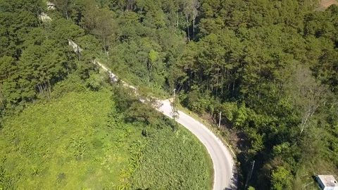 Curve road go to mountain at Mae Hong Son, Thailand Stock Footage 101268017
