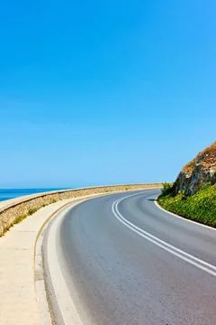Curve in the road Turn - Sharp bend in a road. Space for text Copyright: x... Stock Photos