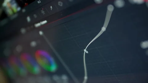 Curve shape node on a professional software for color grading correction Stock Footage 307015742