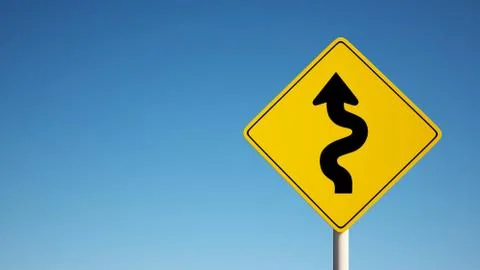 Curve sign with clipping path. Stock Illustration