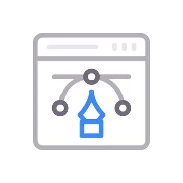 Curve thin line colour icon 스톡 일러스트