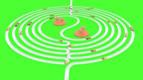 Curve tracks circle on green back motion graphic intro able loop endless Stock Footage 267198146