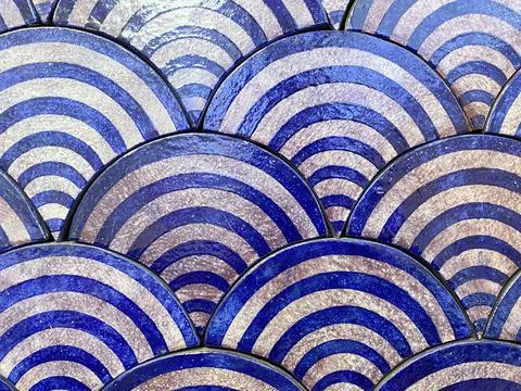 Curve Waves Geometric Pattern background, blue japanese traditional texture Stock Photos