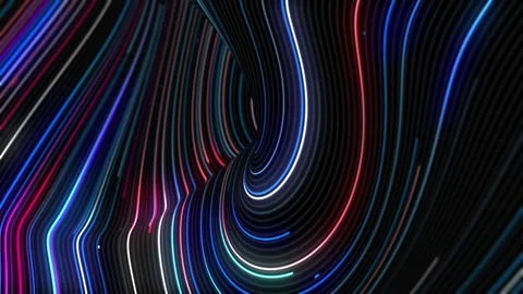 A curved 3D figure made of multi-colored lines moving in a circle. Abstract.. Stock Footage 264303718