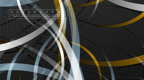 Curved abstract design with the background concept of a dark circle pattern.  Stock Illustration