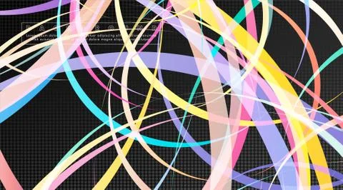 Curved abstract design with the background concept of a dark circle pattern.  Stock Illustration