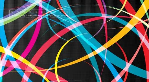 Curved abstract design with the background concept of a dark circle pattern.  イラスト素材