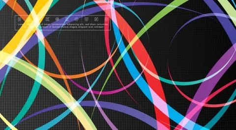 Curved abstract design with the background concept of a dark circle pattern.  Stock Illustration