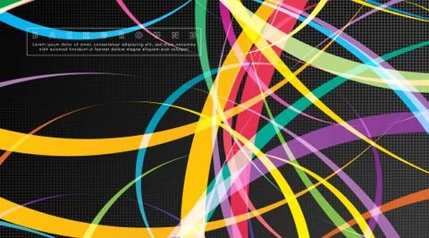 Curved abstract design with the background concept of a dark circle pattern.  Stock Illustration