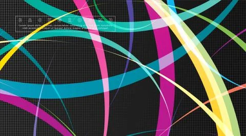 Curved abstract design with the background concept of a dark circle pattern.  Illustrazione stock