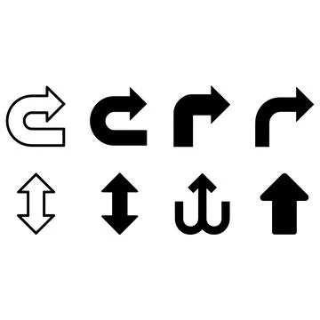 Curved and Directional Arrow Vector Icon Set for Navigation and Interface Design Stock Illustration