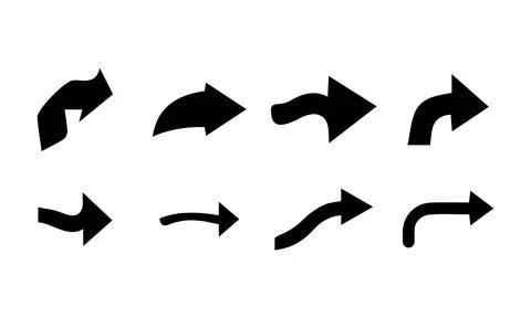 Curved and Wavy Arrow Set for Flowchart and Presentation Stock Illustration