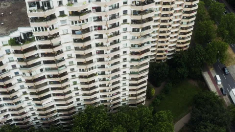 Curved Apartment Complex Aerial View, Cologne Stock Footage 340935720