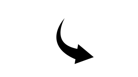 Curved arrow animated bouncing pointing down right direction on 4k white bl.. Video stock 342743419