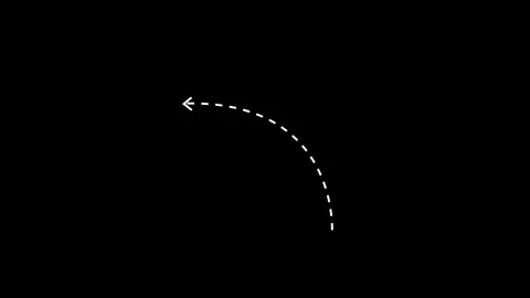 Curved arrow animated drawing dashed arc line turning left pointer on 4k cl.. Stock Footage 343595639