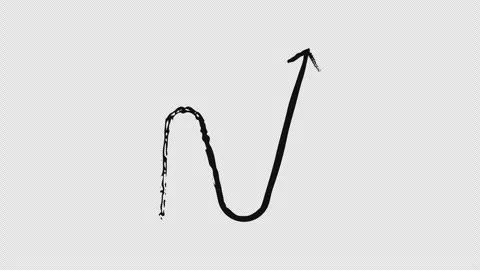 Curved arrow with flowing wave shape grunge doodle animation Stock Footage 329754054