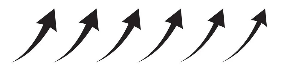 Curved arrow icon. Arrow pointer icon. Set of arrows. Arrows up. Stock Illustration